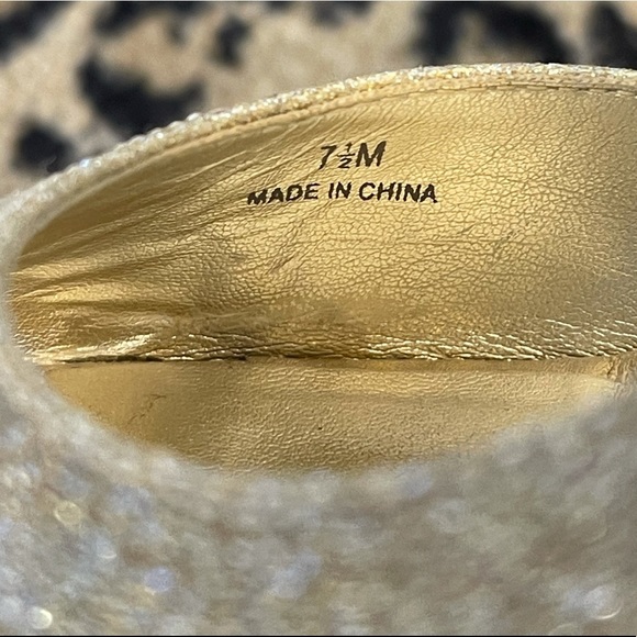 PELLE MODA Golden glitter high open toe slingback sandals Size 7.5 - Picture 7 of 7